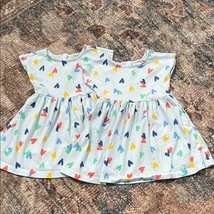 Primary Kids backyard dress in rainbow confetti hearts
